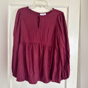 Motherhood Burgundy Peasant Tunic Top